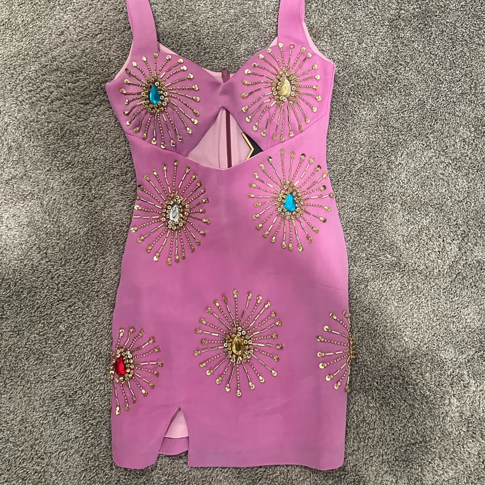Starry Eyed Premium Embellished Cut Out Waist Mini dress